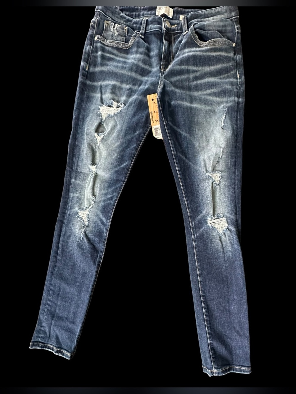 BKE Denim Jeans in Faded Blue with Brown Patch
